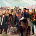 Эскиз-панно « М.И. Кутузов на Бородинском поле 1812 года», двп, акрил, гуашь. Размер — 1,52x0, 52.