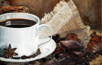 «Чашка» — часть полиптиха «Кофе». Холст/масло, размер 30x40 см. Дата создания: октябрь 2013 года. Находится в частной коллекции.